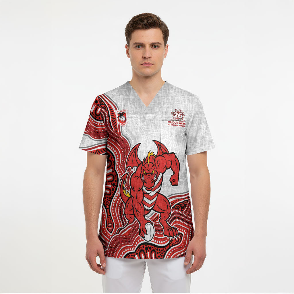 St. George Illawarra Dragons NAIDOC Week 2026 Scrub Top First Nations of Australia Aboriginal Mascot Rugby