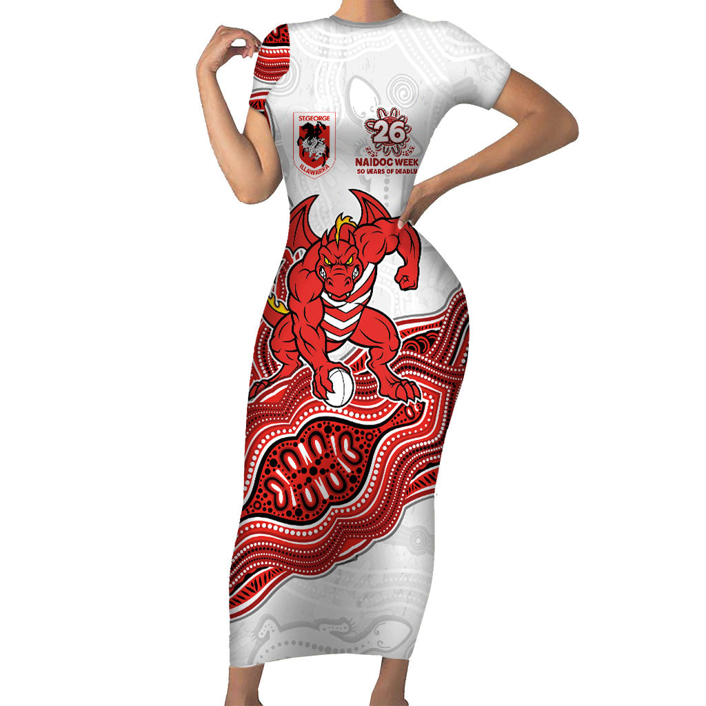 St. George Illawarra Dragons NAIDOC Week 2026 Short Sleeve Bodycon Dress First Nations of Australia Aboriginal Mascot Rugby