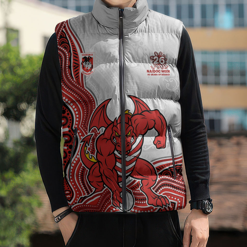 St. George Illawarra Dragons NAIDOC Week 2026 Sleeveless Puffer Jacket First Nations of Australia Aboriginal Mascot Rugby