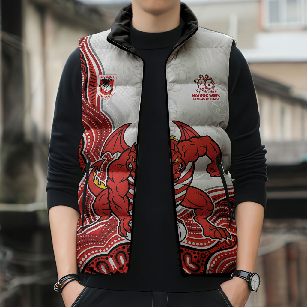 St. George Illawarra Dragons NAIDOC Week 2026 Sleeveless Puffer Jacket First Nations of Australia Aboriginal Mascot Rugby