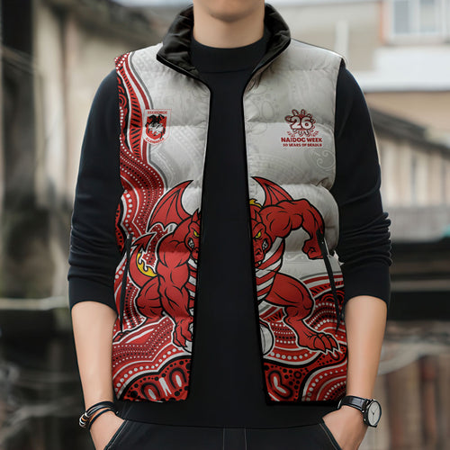 St. George Illawarra Dragons NAIDOC Week 2026 Sleeveless Puffer Jacket First Nations of Australia Aboriginal Mascot Rugby
