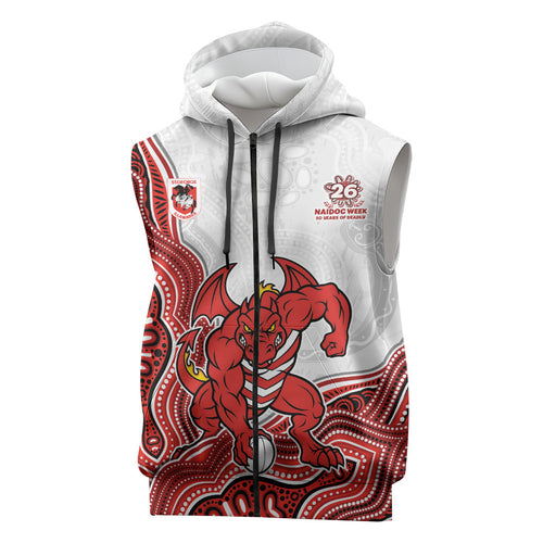 St. George Illawarra Dragons NAIDOC Week 2026 Sleeveless Zip Hoodie First Nations of Australia Aboriginal Mascot Rugby