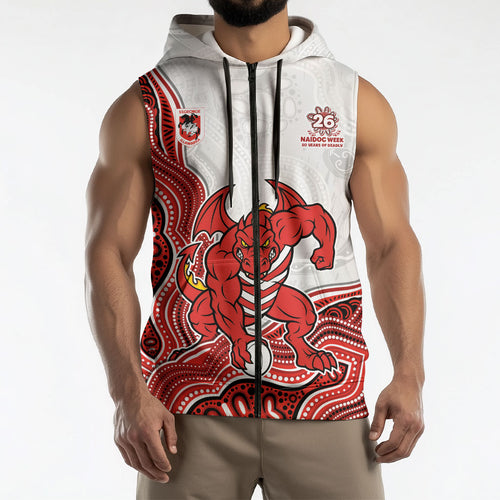 St. George Illawarra Dragons NAIDOC Week 2026 Sleeveless Zip Hoodie First Nations of Australia Aboriginal Mascot Rugby