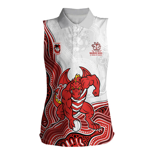 St. George Illawarra Dragons NAIDOC Week 2026 Women Sleeveless Polo Shirt First Nations of Australia Aboriginal Mascot Rugby