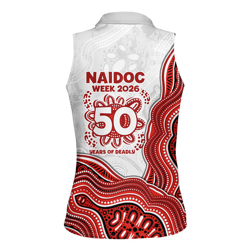 St. George Illawarra Dragons NAIDOC Week 2026 Women Sleeveless Polo Shirt First Nations of Australia Aboriginal Mascot Rugby