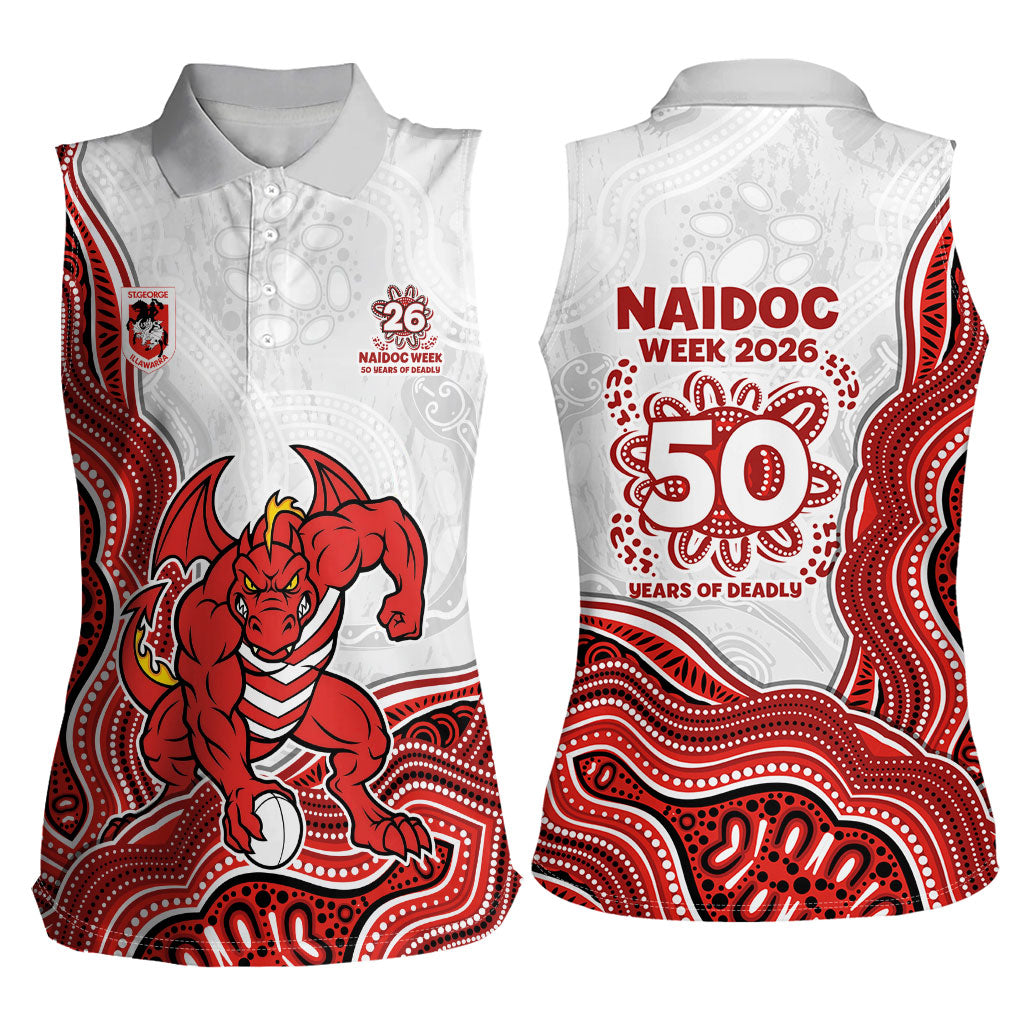 St. George Illawarra Dragons NAIDOC Week 2026 Women Sleeveless Polo Shirt First Nations of Australia Aboriginal Mascot Rugby