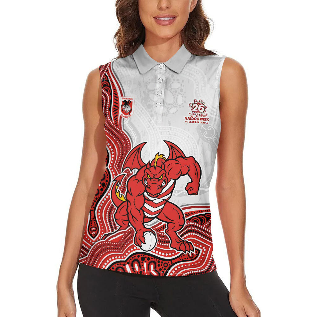 St. George Illawarra Dragons NAIDOC Week 2026 Women Sleeveless Polo Shirt First Nations of Australia Aboriginal Mascot Rugby