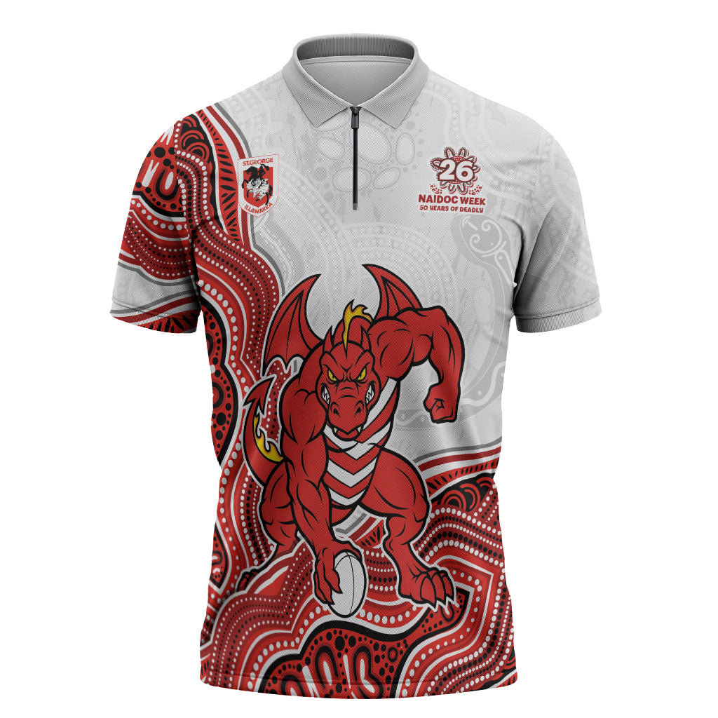 St. George Illawarra Dragons NAIDOC Week 2026 Zipper Polo Shirt First Nations of Australia Aboriginal Mascot Rugby