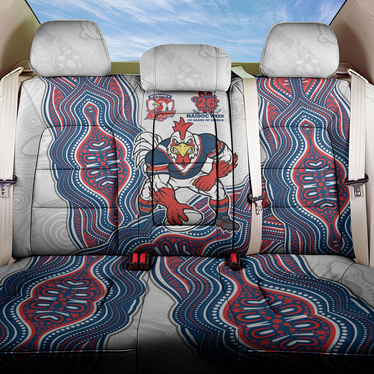 Sydney Roosters NAIDOC Week 2026 Back Car Seat Cover First Nations of Australia Aboriginal Mascot Rugby