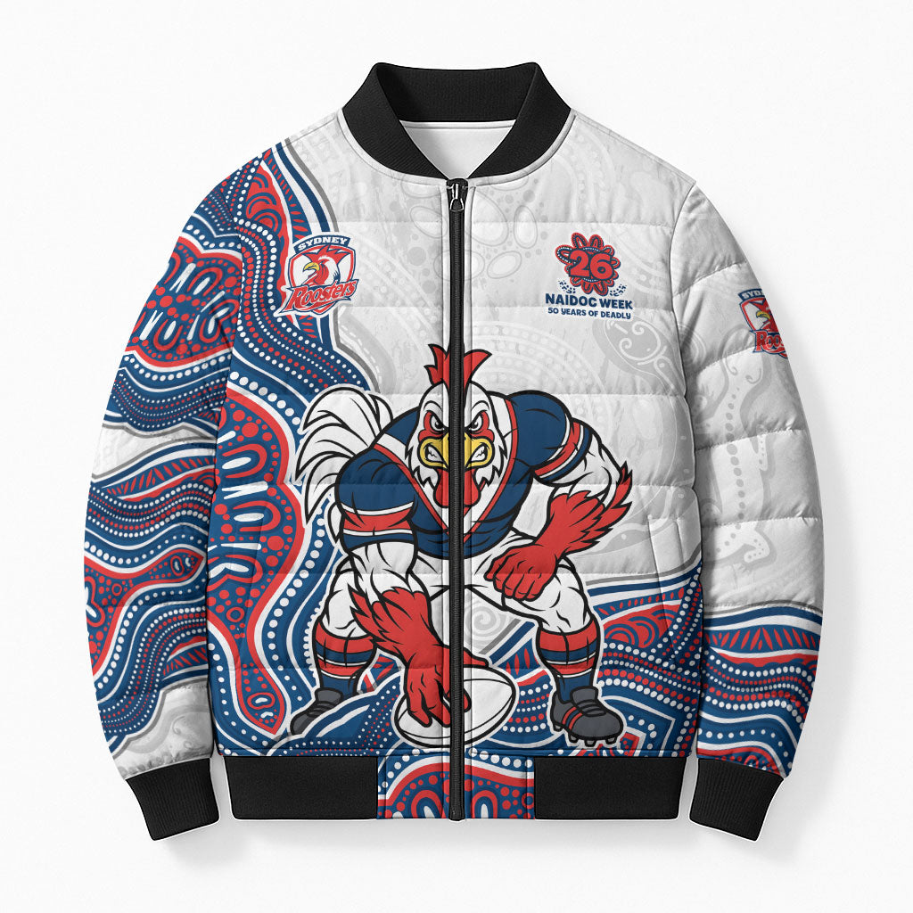 Sydney Roosters NAIDOC Week 2026 Bomber Puffer Jacket First Nations of Australia Aboriginal Mascot Rugby