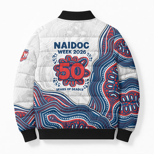 Sydney Roosters NAIDOC Week 2026 Bomber Puffer Jacket First Nations of Australia Aboriginal Mascot Rugby