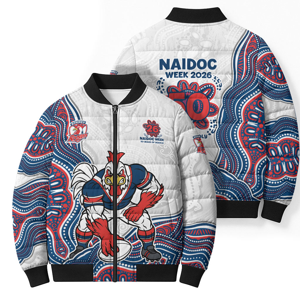 Sydney Roosters NAIDOC Week 2026 Bomber Puffer Jacket First Nations of Australia Aboriginal Mascot Rugby
