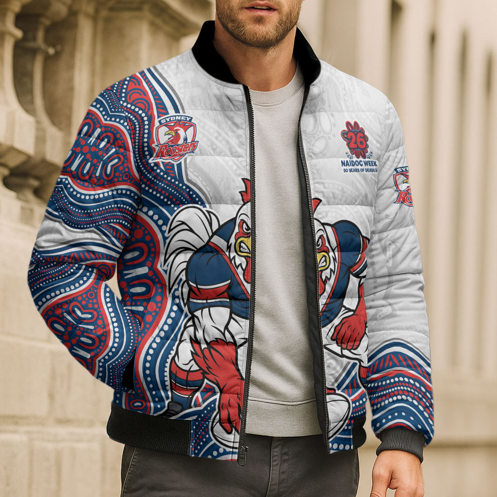 Sydney Roosters NAIDOC Week 2026 Bomber Puffer Jacket First Nations of Australia Aboriginal Mascot Rugby