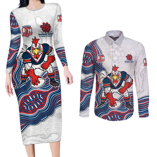 Sydney Roosters NAIDOC Week 2026 Couples Matching Long Sleeve Bodycon Dress and Long Sleeve Button Shirt First Nations of Australia Aboriginal Mascot Rugby