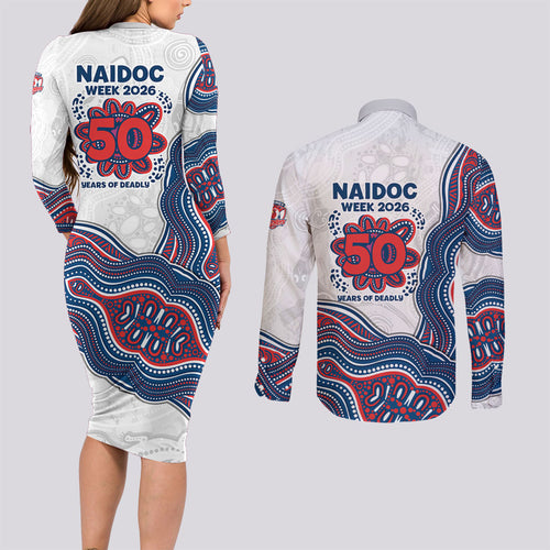 Sydney Roosters NAIDOC Week 2026 Couples Matching Long Sleeve Bodycon Dress and Long Sleeve Button Shirt First Nations of Australia Aboriginal Mascot Rugby