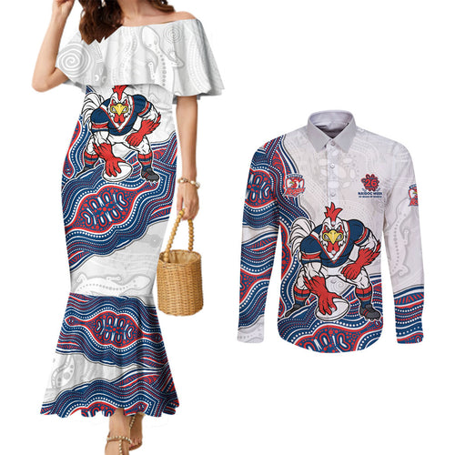 Sydney Roosters NAIDOC Week 2026 Couples Matching Mermaid Dress and Long Sleeve Button Shirt First Nations of Australia Aboriginal Mascot Rugby