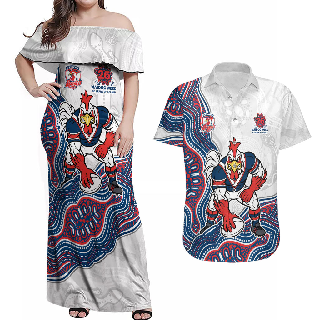Sydney Roosters NAIDOC Week 2026 Couples Matching Off Shoulder Maxi Dress and Hawaiian Shirt First Nations of Australia Aboriginal Mascot Rugby