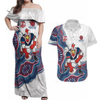 Sydney Roosters NAIDOC Week 2026 Couples Matching Off Shoulder Maxi Dress and Hawaiian Shirt First Nations of Australia Aboriginal Mascot Rugby