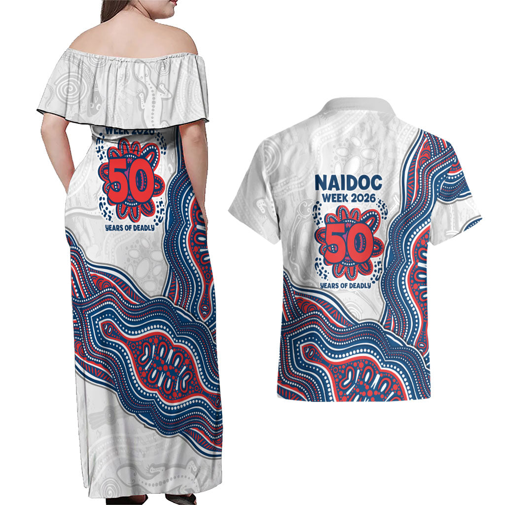 Sydney Roosters NAIDOC Week 2026 Couples Matching Off Shoulder Maxi Dress and Hawaiian Shirt First Nations of Australia Aboriginal Mascot Rugby