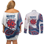 Sydney Roosters NAIDOC Week 2026 Couples Matching Off Shoulder Short Dress and Long Sleeve Button Shirt First Nations of Australia Aboriginal Mascot Rugby