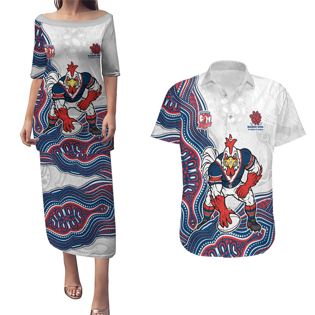 Sydney Roosters NAIDOC Week 2026 Couples Matching Puletasi and Hawaiian Shirt First Nations of Australia Aboriginal Mascot Rugby