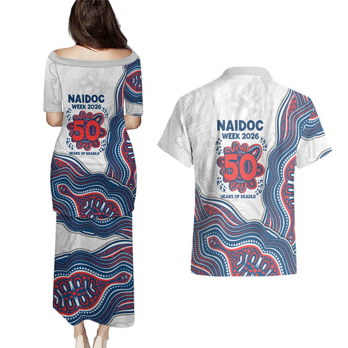 Sydney Roosters NAIDOC Week 2026 Couples Matching Puletasi and Hawaiian Shirt First Nations of Australia Aboriginal Mascot Rugby