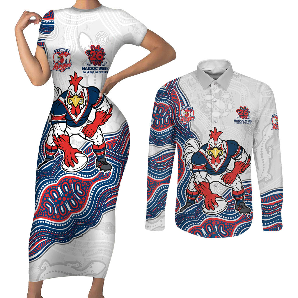 Sydney Roosters NAIDOC Week 2026 Couples Matching Short Sleeve Bodycon Dress and Long Sleeve Button Shirt First Nations of Australia Aboriginal Mascot Rugby