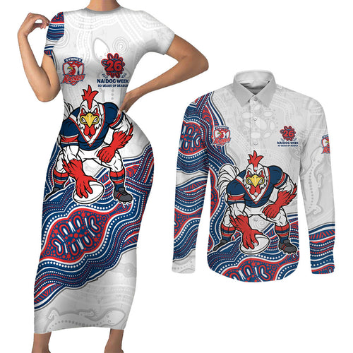 Sydney Roosters NAIDOC Week 2026 Couples Matching Short Sleeve Bodycon Dress and Long Sleeve Button Shirt First Nations of Australia Aboriginal Mascot Rugby