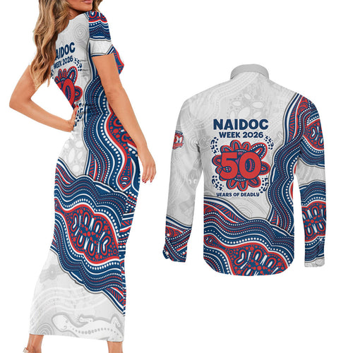 Sydney Roosters NAIDOC Week 2026 Couples Matching Short Sleeve Bodycon Dress and Long Sleeve Button Shirt First Nations of Australia Aboriginal Mascot Rugby