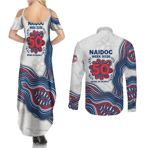 Sydney Roosters NAIDOC Week 2026 Couples Matching Summer Maxi Dress and Long Sleeve Button Shirt First Nations of Australia Aboriginal Mascot Rugby