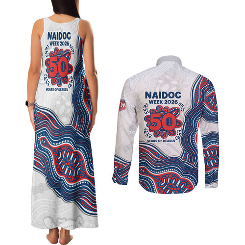 Sydney Roosters NAIDOC Week 2026 Couples Matching Tank Maxi Dress and Long Sleeve Button Shirt First Nations of Australia Aboriginal Mascot Rugby