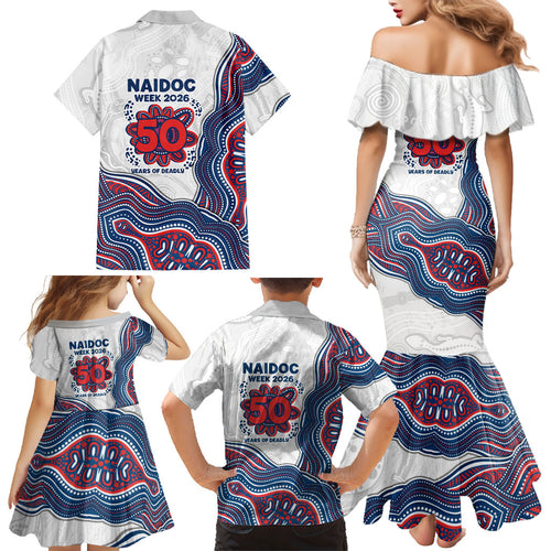 Sydney Roosters NAIDOC Week 2026 Family Matching Mermaid Dress and Hawaiian Shirt First Nations of Australia Aboriginal Mascot Rugby
