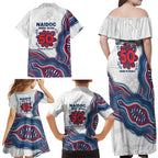 Sydney Roosters NAIDOC Week 2026 Family Matching Off Shoulder Maxi Dress and Hawaiian Shirt First Nations of Australia Aboriginal Mascot Rugby