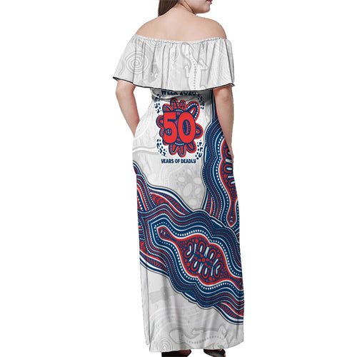 Sydney Roosters NAIDOC Week 2026 Family Matching Off Shoulder Maxi Dress and Hawaiian Shirt First Nations of Australia Aboriginal Mascot Rugby