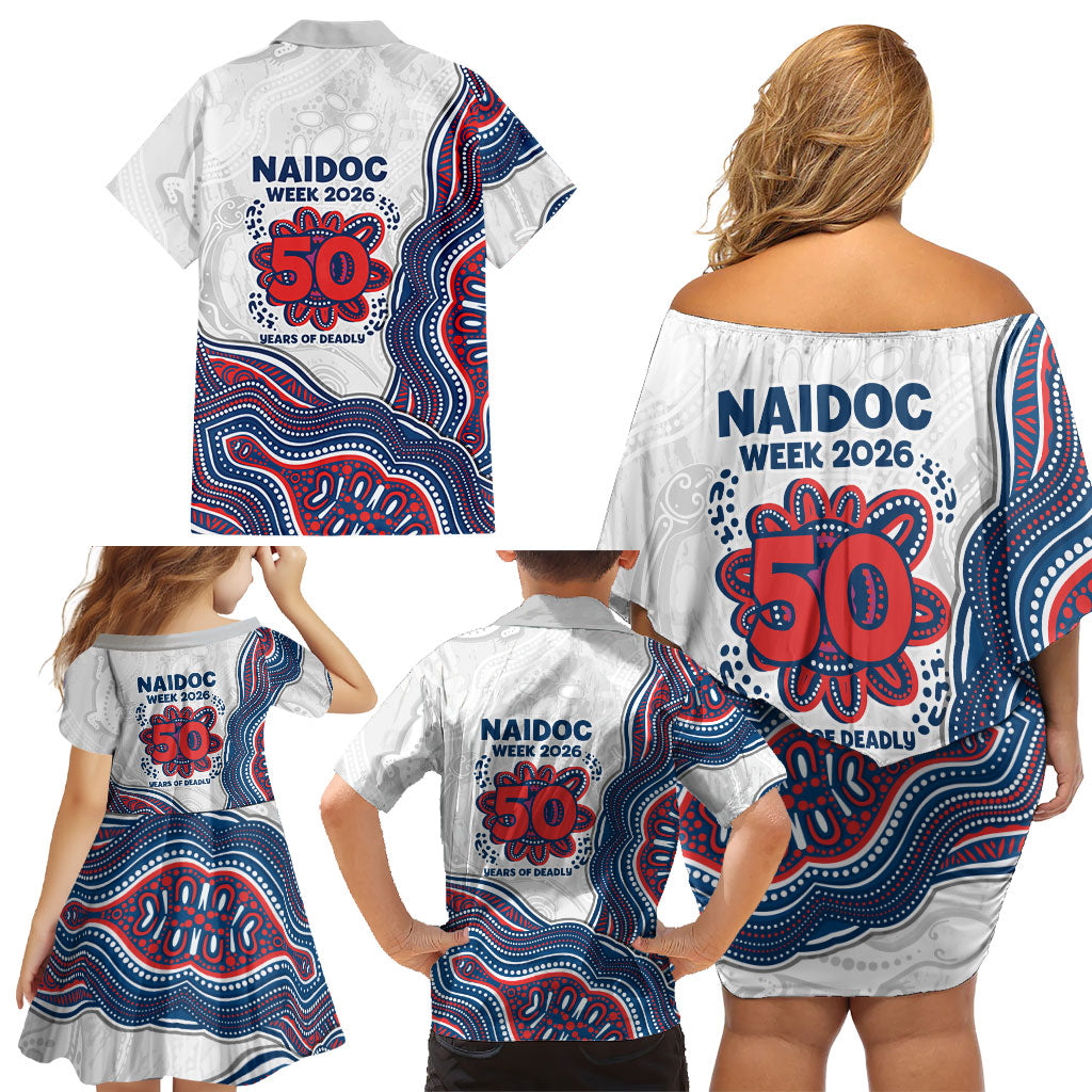 Sydney Roosters NAIDOC Week 2026 Family Matching Off Shoulder Short Dress and Hawaiian Shirt First Nations of Australia Aboriginal Mascot Rugby