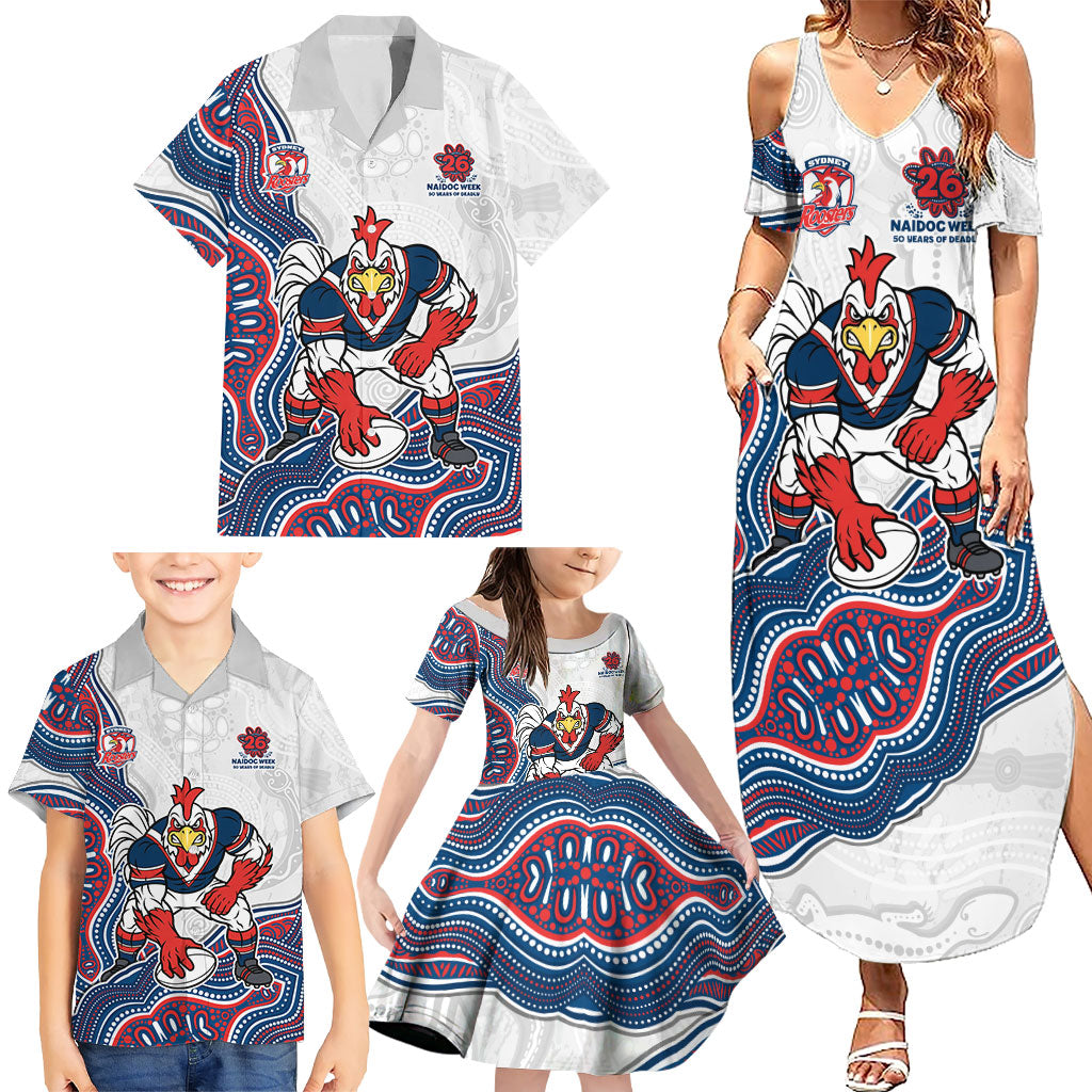 Sydney Roosters NAIDOC Week 2026 Family Matching Summer Maxi Dress and Hawaiian Shirt First Nations of Australia Aboriginal Mascot Rugby