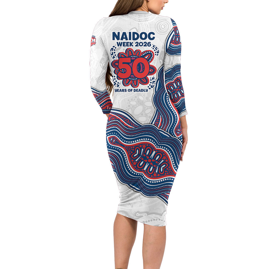 Sydney Roosters NAIDOC Week 2026 Long Sleeve Bodycon Dress First Nations of Australia Aboriginal Mascot Rugby
