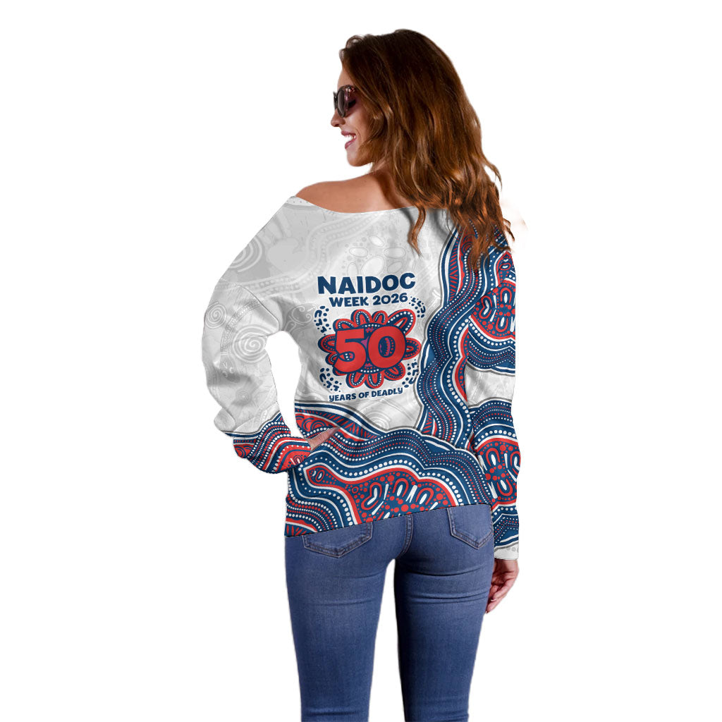 Sydney Roosters NAIDOC Week 2026 Off Shoulder Sweater First Nations of Australia Aboriginal Mascot Rugby