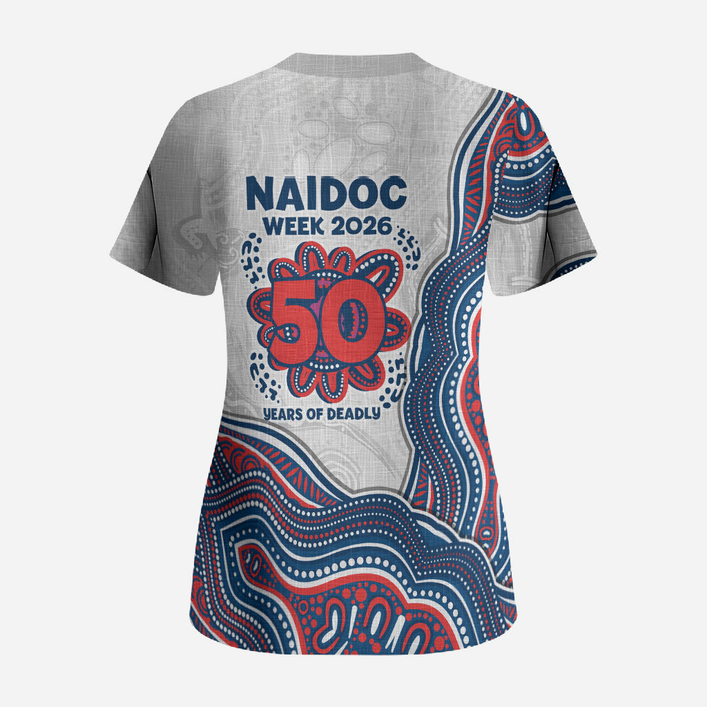 Sydney Roosters NAIDOC Week 2026 Scrub Top First Nations of Australia Aboriginal Mascot Rugby
