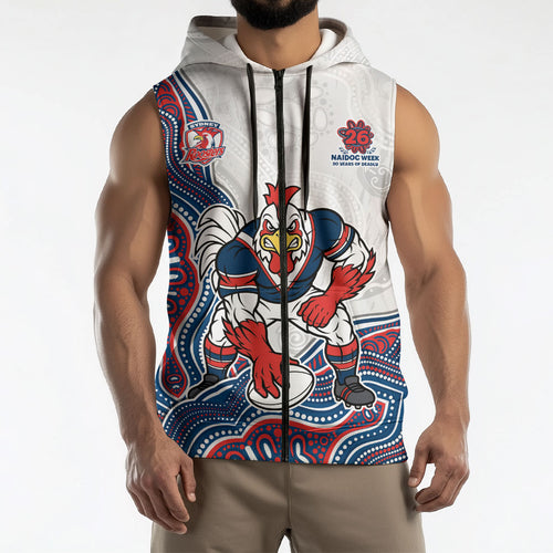Sydney Roosters NAIDOC Week 2026 Sleeveless Zip Hoodie First Nations of Australia Aboriginal Mascot Rugby
