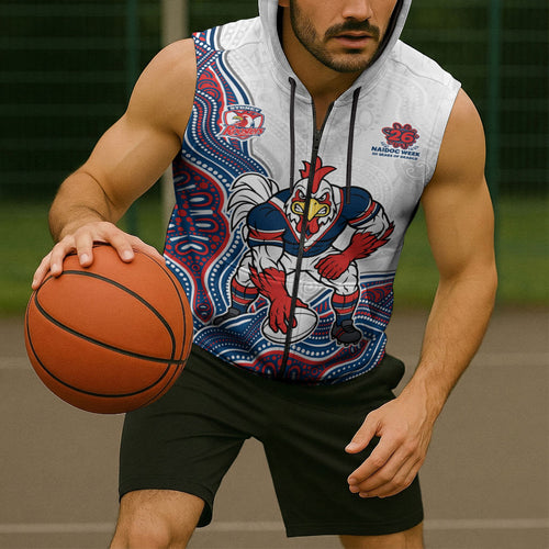 Sydney Roosters NAIDOC Week 2026 Sleeveless Zip Hoodie First Nations of Australia Aboriginal Mascot Rugby