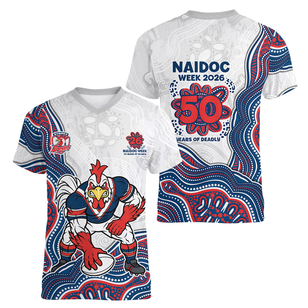 Sydney Roosters NAIDOC Week 2026 Women V-Neck T-Shirt First Nations of Australia Aboriginal Mascot Rugby