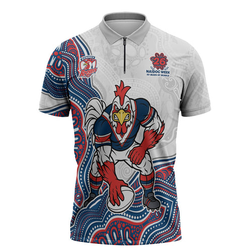 Sydney Roosters NAIDOC Week 2026 Zipper Polo Shirt First Nations of Australia Aboriginal Mascot Rugby