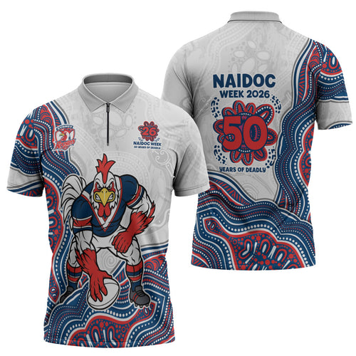 Sydney Roosters NAIDOC Week 2026 Zipper Polo Shirt First Nations of Australia Aboriginal Mascot Rugby