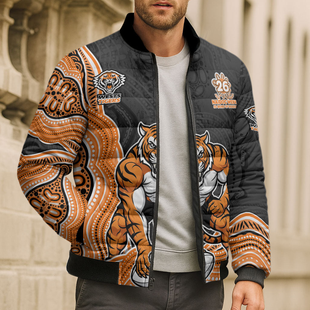 Wests Tigers NAIDOC Week 2026 Bomber Puffer Jacket First Nations of Australia Aboriginal Mascot Rugby