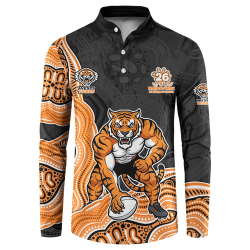 Wests Tigers NAIDOC Week 2026 Button Sweatshirt First Nations of Australia Aboriginal Mascot Rugby