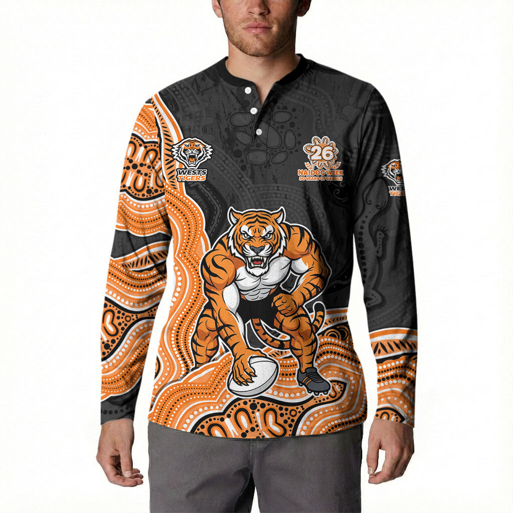 Wests Tigers NAIDOC Week 2026 Button Sweatshirt First Nations of Australia Aboriginal Mascot Rugby