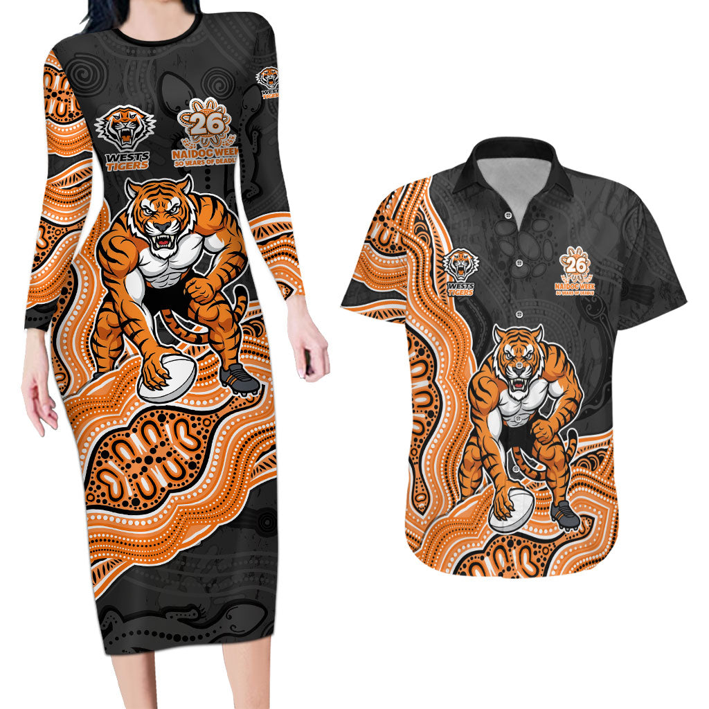 Wests Tigers NAIDOC Week 2026 Couples Matching Long Sleeve Bodycon Dress and Hawaiian Shirt First Nations of Australia Aboriginal Mascot Rugby