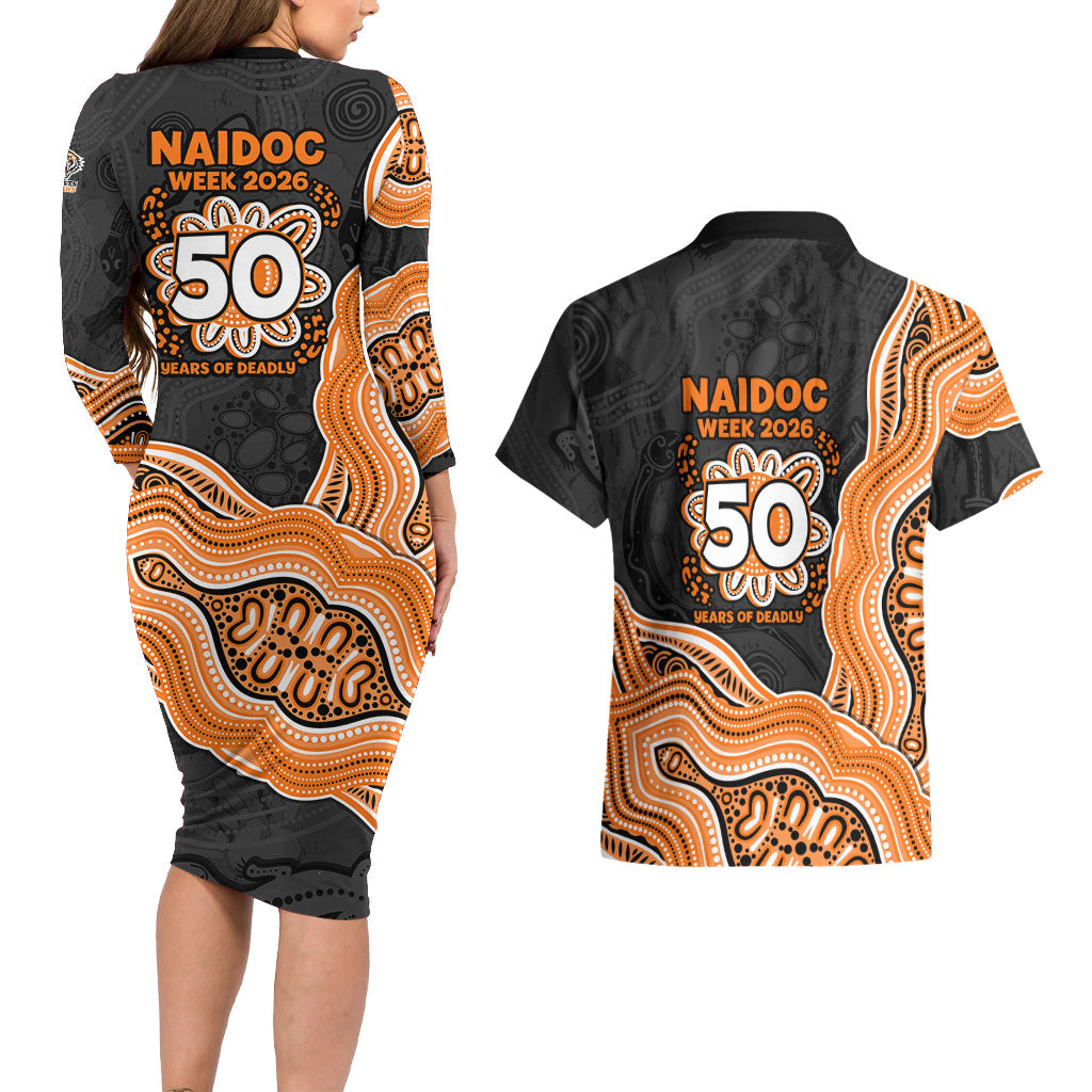 Wests Tigers NAIDOC Week 2026 Couples Matching Long Sleeve Bodycon Dress and Hawaiian Shirt First Nations of Australia Aboriginal Mascot Rugby
