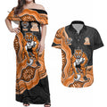 Wests Tigers NAIDOC Week 2026 Couples Matching Off Shoulder Maxi Dress and Hawaiian Shirt First Nations of Australia Aboriginal Mascot Rugby